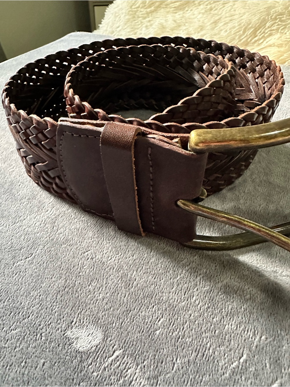 Brave Wide Woven Leather Belt. Dark Brown, Brass Buckle Made in Canada 🍁